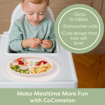 Upwardbaby Cocomelon Silicone Baby Plate - Suction Plates For Baby, Non Slip Reusable Portable Toddler Plates With Suction, Less