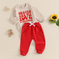Nokpsedcb Baby Boy Girl Cute Letter Embroidery Long Sleeve Sweatshirt And Elastic Long Pants Toddler Valentine Outfits (Apricot
