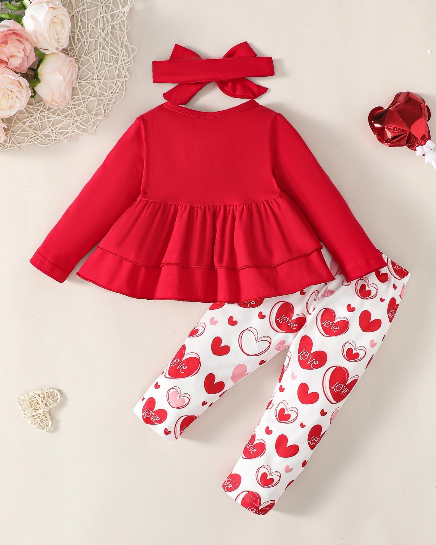 9-12 Months Girl Clothes Fall Winter Baby Girl Valentines Day Outfit Long Sleeve Red Heartpants Cute Baby Girl Clothes 9-12 Mont