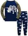Popshion Boys Pajamas Glow In The Dark Dinosaur Pj Long Sleeve Triceratops Kids Jammies Clothes Set Toddler Winter Dino Pjs 4T