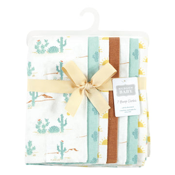 Hudson Baby Unisex Baby Cotton Flannel Burp Cloths, Desert Cactus 7-Pack, One Size
