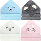 4 Pack Baby Bath Towel Cute Animal Face Coral Fleece Baby Bath Towels Poncho Cape for Boy and Girl (Kitten, Puppy, Bear, Elephan