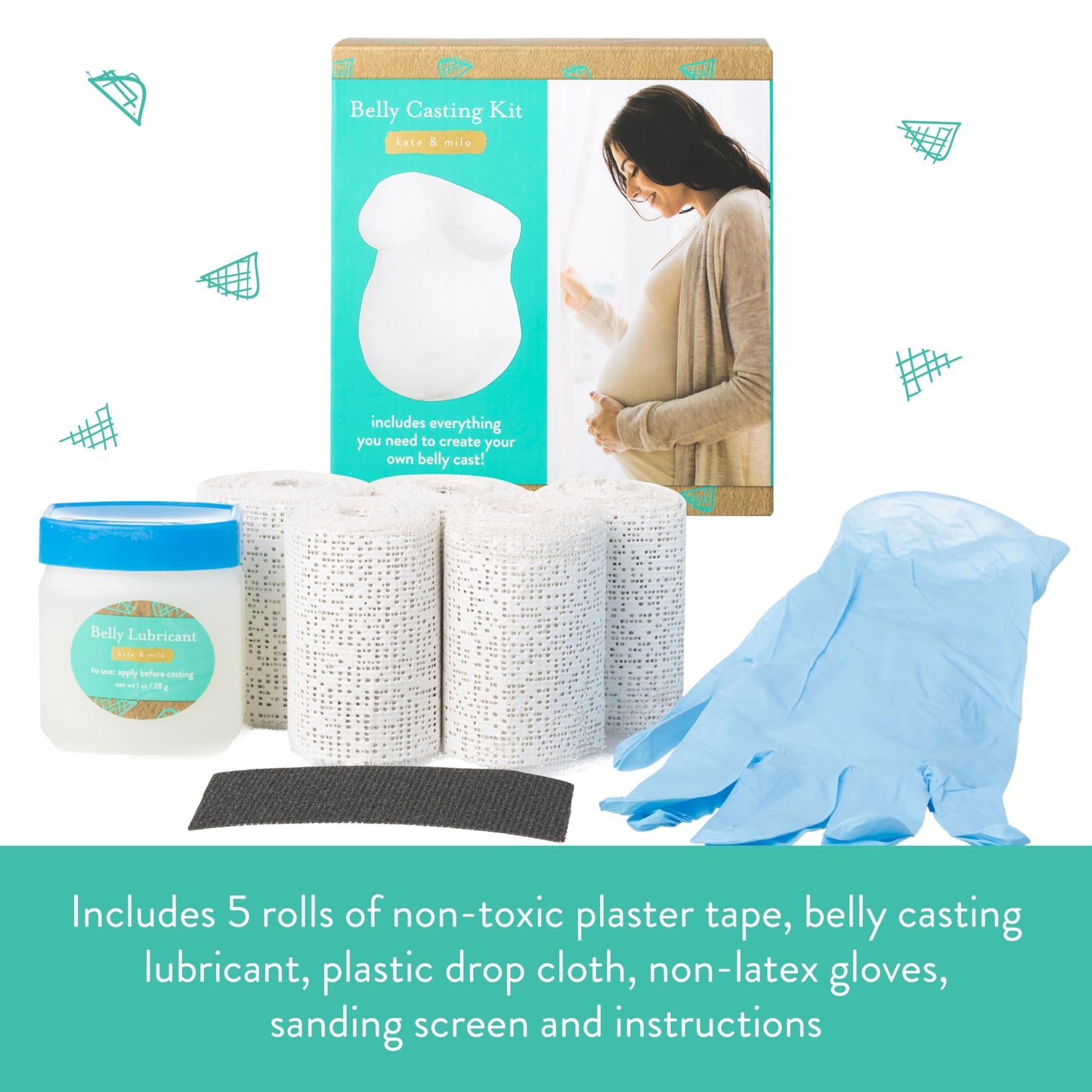 Kate & Milo Belly Casting Kit, Pregnancy Keepsake Making Kit, Easy To Make Diy Plaster Cast Baby Bump Keepsake, Gift For Expecti