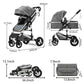Kinder King 2 in 1 Convertible Baby Stroller, Folding High Landscape Infant Carriage, Newborn Reversible Pram, Diaper Bag, Anti-