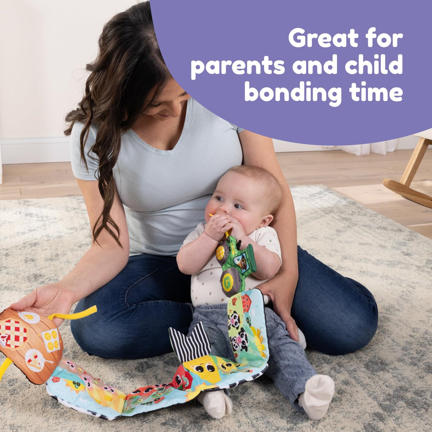 Lamaze John Deere Farm to Table Journey Soft Baby Book - High Contrast Sensory Toys for Early Development - Sensory Tummy Time T