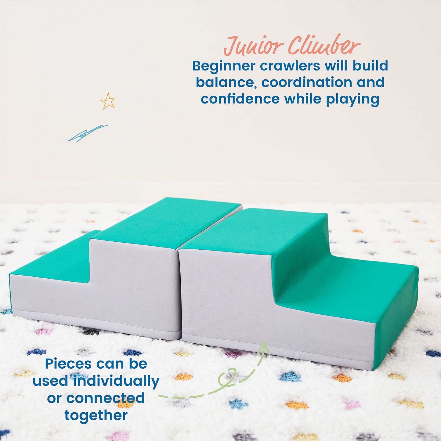 Ecr4Kids Softzone Junior Mix N' Match Step, Beginner Playset, Emerald, 2-Pack