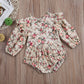 Infant Baby Girl Twins Long Sleeve Ruffles Romper Bodysuit Outfit Clothes (12-18 Months, Floral)