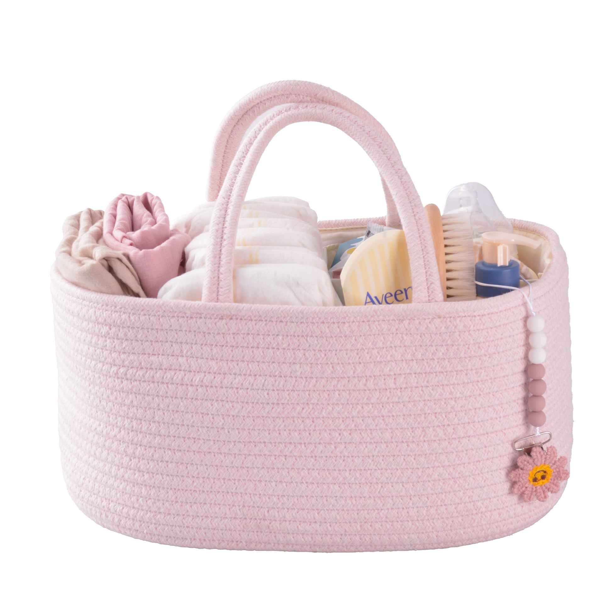 Baby Diaper Caddy Organizer for Girl Boy Rope Nursery Storage Bin Basket Portable Holder Tote Bag for Changing Table Car Travel 
