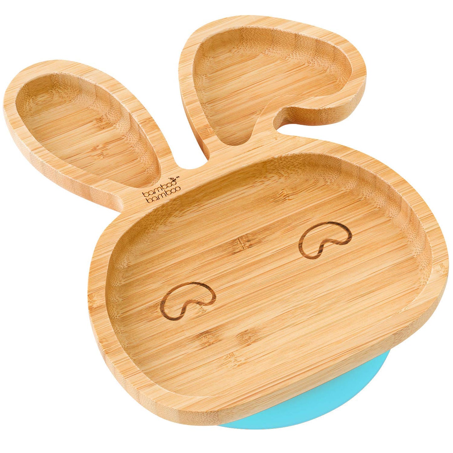 bamboo bamboo Baby and Toddler Plate with Suction Cup for Feeding and Weaning, Bamboo Bunny Plate with Secure Suction for Babies