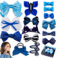 Lmymhmlm 18Pcs Blue Hair Bows For Girls,Toddlers,Teens,Women.Fully Lined Alligator Hair Clips,Cute Hair Ties,Non-Slip Snap Hairp