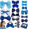 Lmymhmlm 18Pcs Blue Hair Bows For Girls,Toddlers,Teens,Women.Fully Lined Alligator Hair Clips,Cute Hair Ties,Non-Slip Snap Hairp