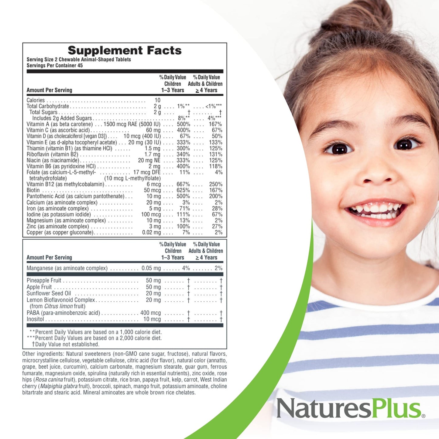 Natures Plus Animal Parade Children'S Chewable Multivitamin - 90 Animal-Shaped Tablets, Pack Of 2 - Natural Assorted Flavors - V