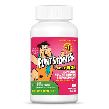 Flintstones Vitamins Chewable Kids Multivitamin With + Extra Iron For Toddler & Kid With Vitamin C, D, Vitamin B12, 160 Count (P