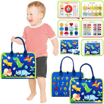 Busy Board, Toddler Busy Book for 1 2 3 4 Year-Old Boys Girls Birthday Gifts - 8 in 1 Preschool Educational Learning Toys with A