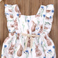 Lamuusaa Infant Baby Girls Easter Bunny Romper Ruffled Sleeveless Bodysuit One-Piece Jumpsuit Shorts Summer Outfits 3-18M (White
