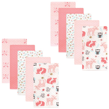 Hudson Baby Unisex Baby Quilted Burp Cloths, Girl Forest, One Size