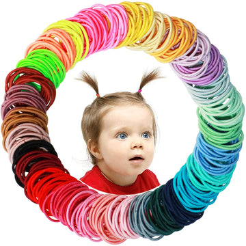 200Pcs Small Hair Ties,No Crease Baby Hair Ties,Elastic Hair Ponytail Holder Hair Accessories For Baby Girls Infants Toddlers Ki