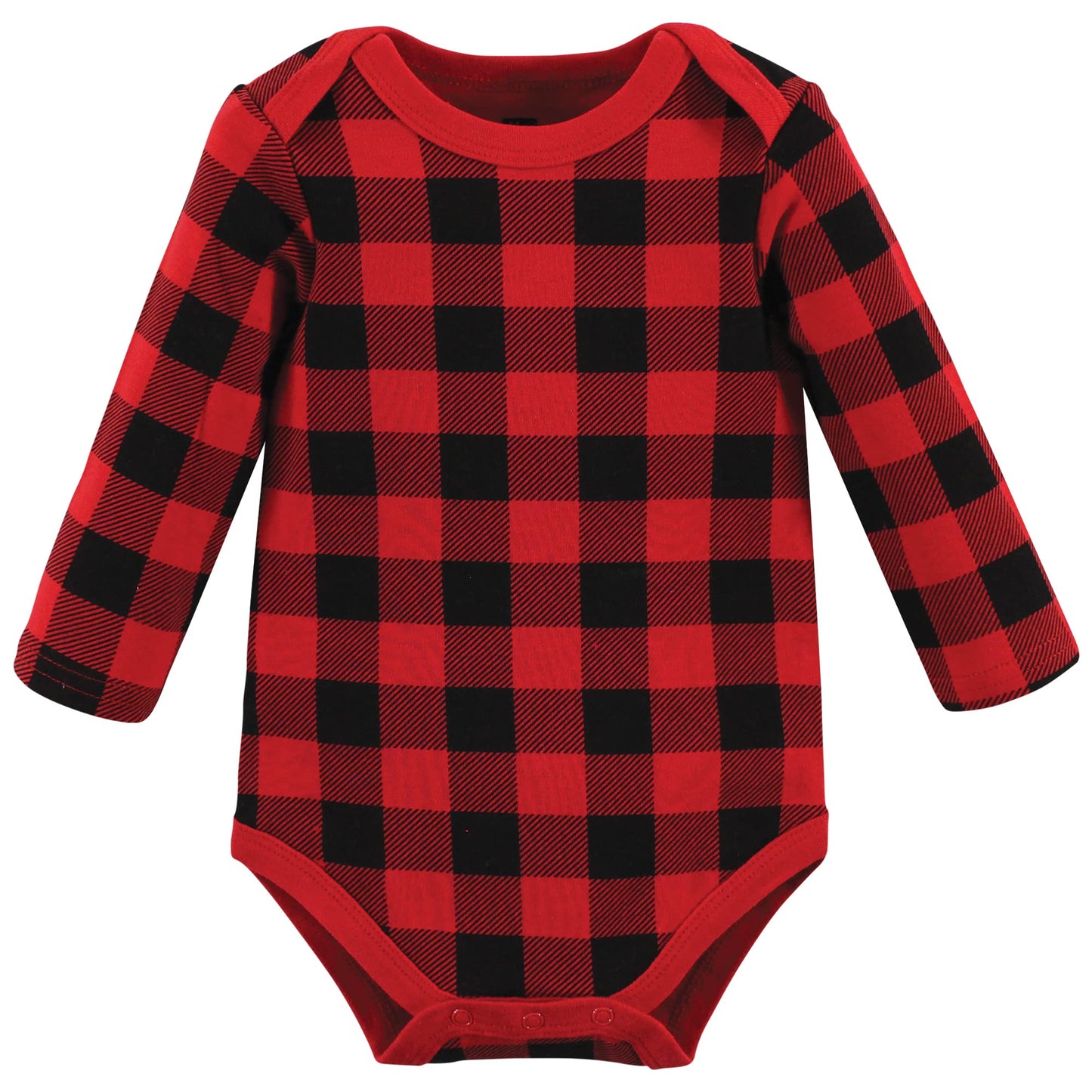 Hudson Baby Unisex Baby Cotton Long-Sleeve Bodysuits Buffalo Plaid Family, 0-3 Months