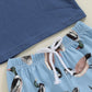 PUHHAPIEY Toddler Baby Boy Summer Clothes Retro Embroidery Duck Hunting Shirts T-Shirt + Elastic Camouflage Shorts Set (Navy Blu