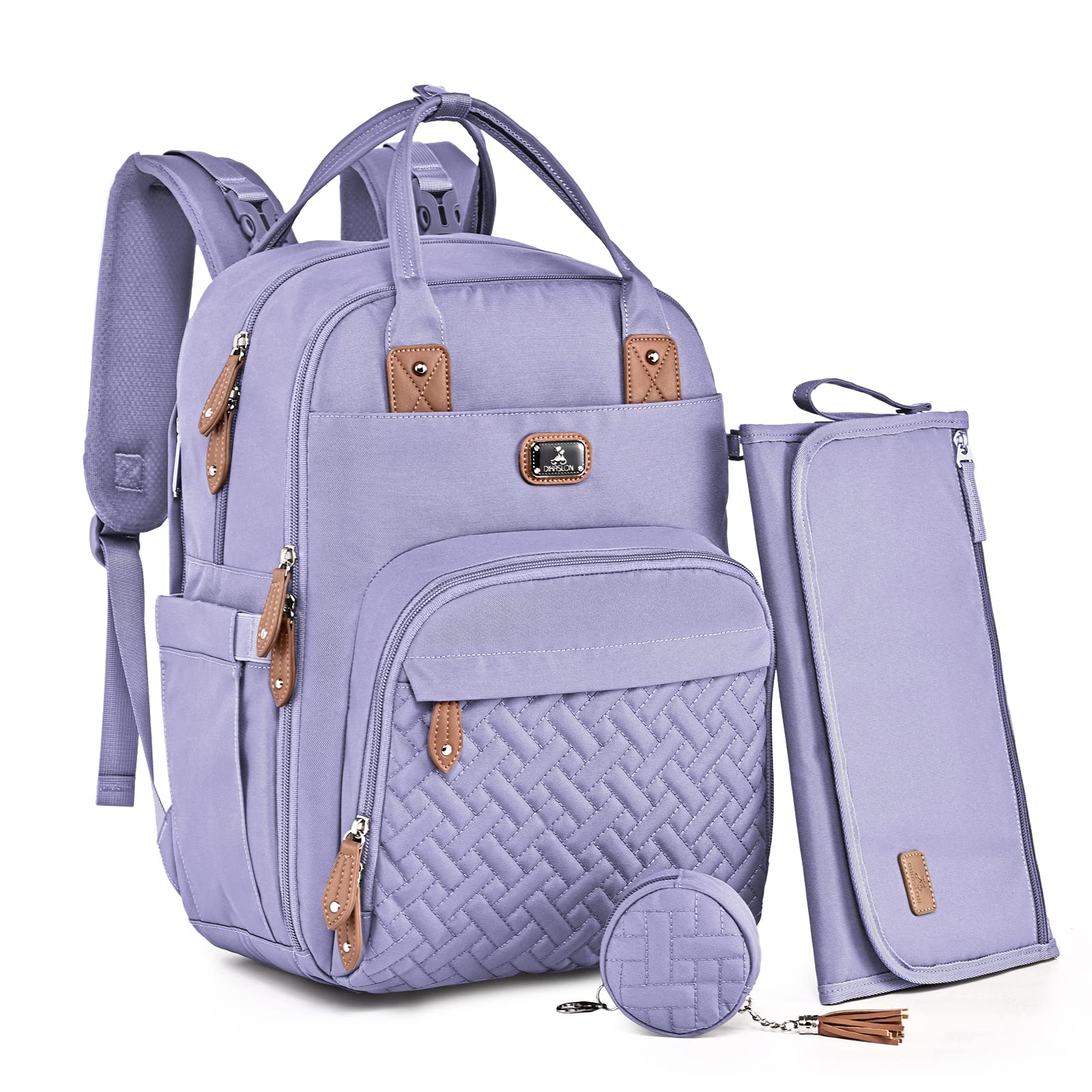 Dikaslon Diaper Bag Backpack With Portable Changing Pad, Pacifier Case And Stroller Straps, Large Unisex Baby Bags For Boys Girl
