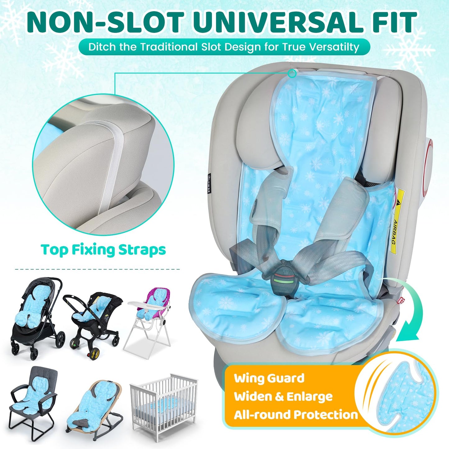 Orzbow Car Seat Cooler Pad For Toddler, Reversible Stroller Cooling Pad Liner - Universal Baby Cooling Pad, Summer Car Seat Gel