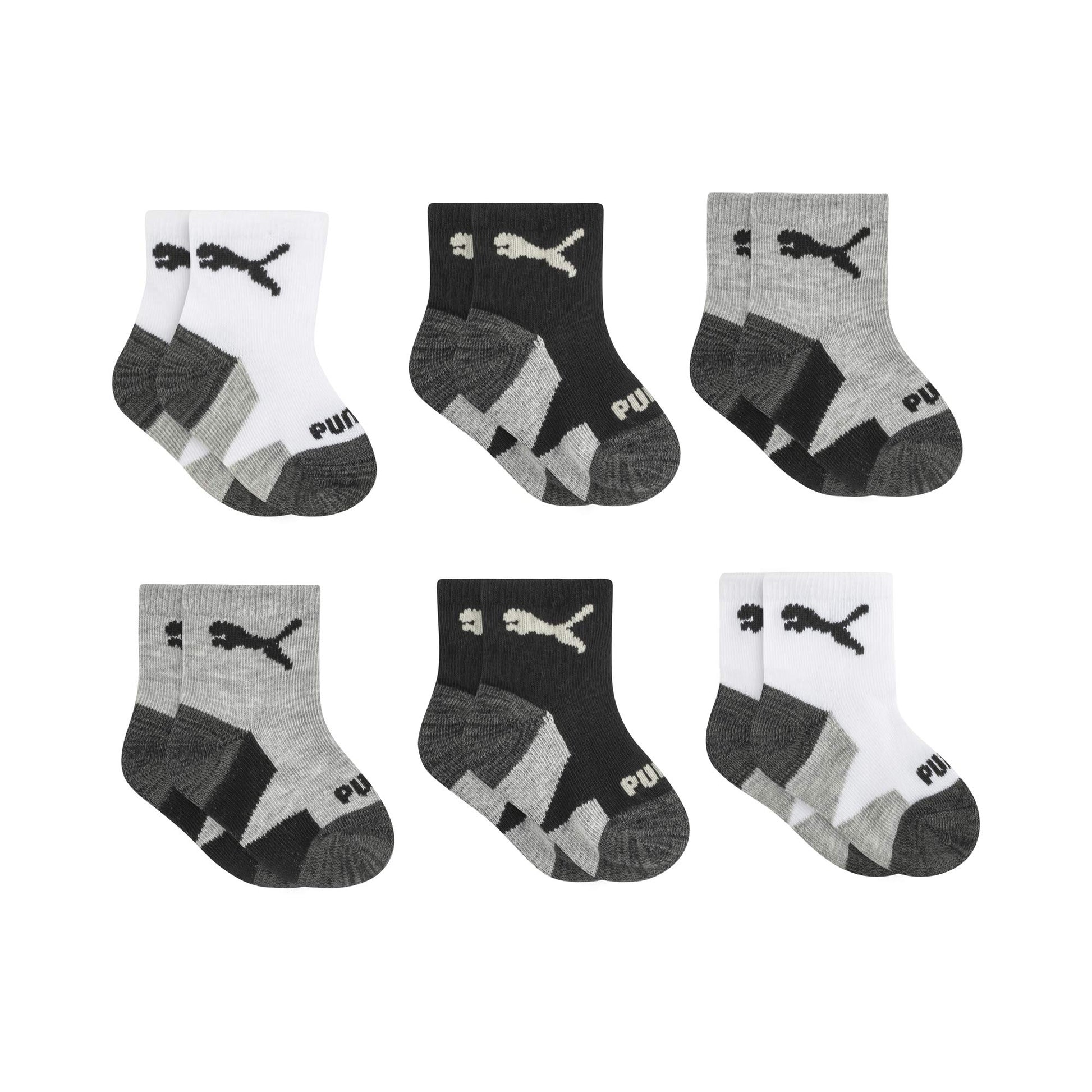 Puma Baby 6 Pack Infant Anklet Socks, Whiteblack, 0-12 Months Us