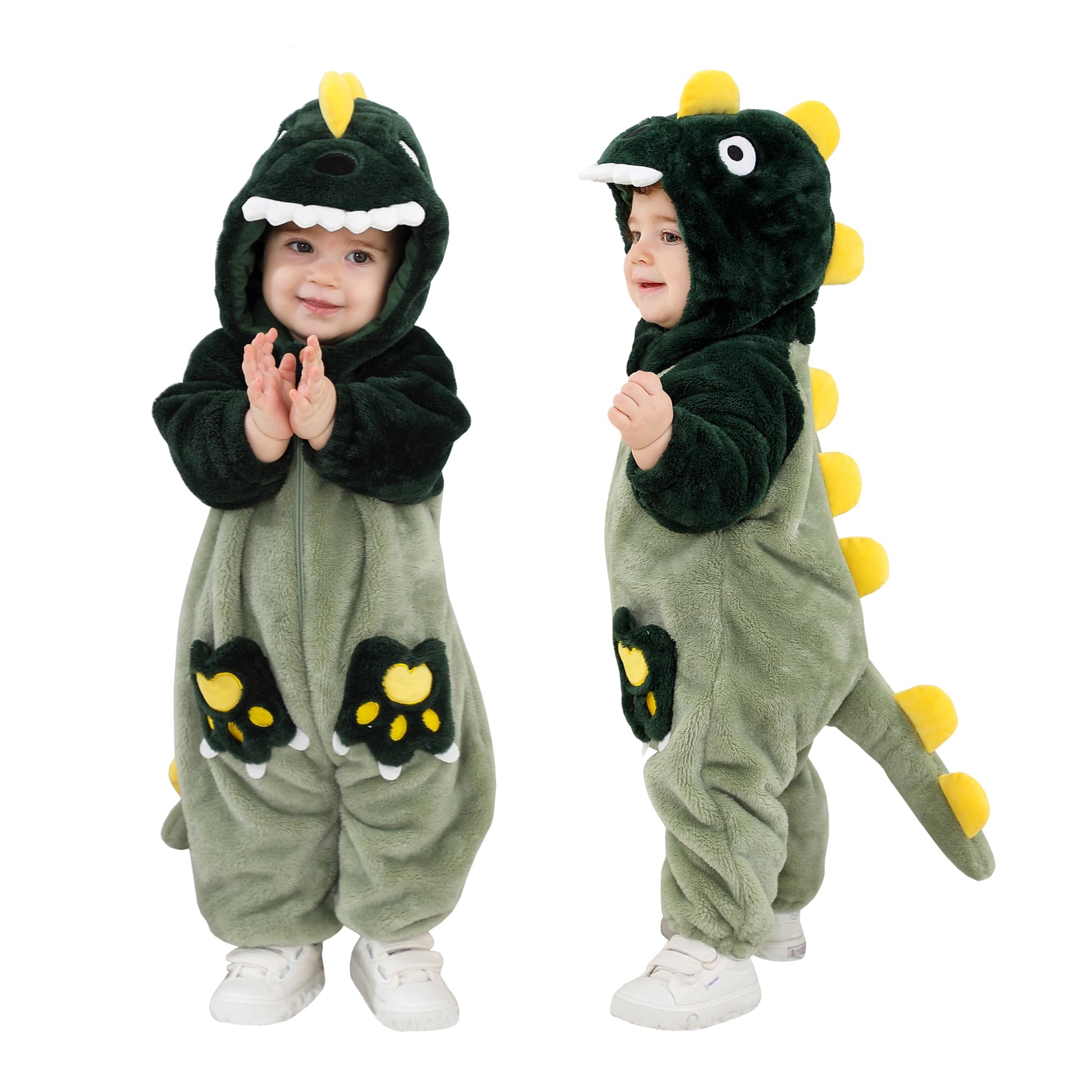 Tonwhar Kids' And Toddlers' Infant Tiger Dinosaur Animal Fancy Dress Costume Outfit Hooded Romper Jumpsuit(1-3 Months/Height:20'