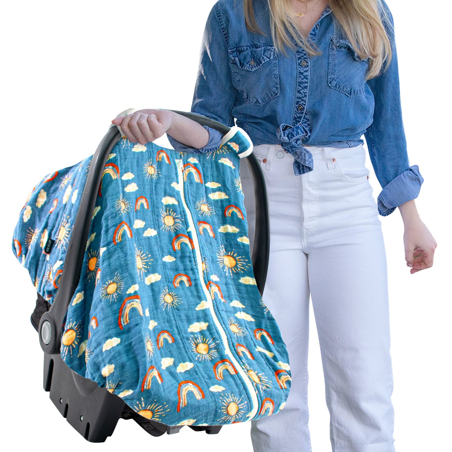 Bebe Au Lait Classic Muslin Car Seat Cover -Perfect Baby Car Seat Covers For Babies, Car Seat Canopy, Unisex Baby Car Seat Cover