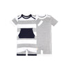 BurtS Bees Baby Boys Short Sleeve Rompers 2Pack, 100% Organic Cotton OnePiece Coverall, Heather Grey Pocket, 03 Months