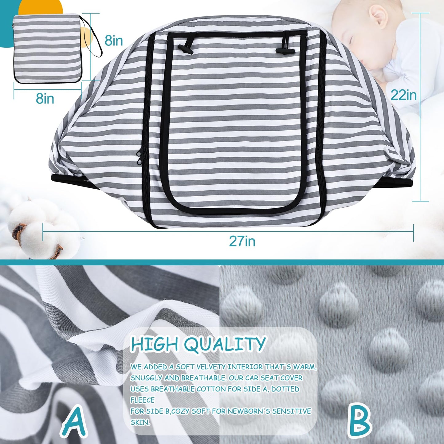 Winter Baby Stoller Bunting Bags And Carseat Canopies Cover To Protect Baby From Cold Wind, Super Warm Plush Fleece Baby Carrier