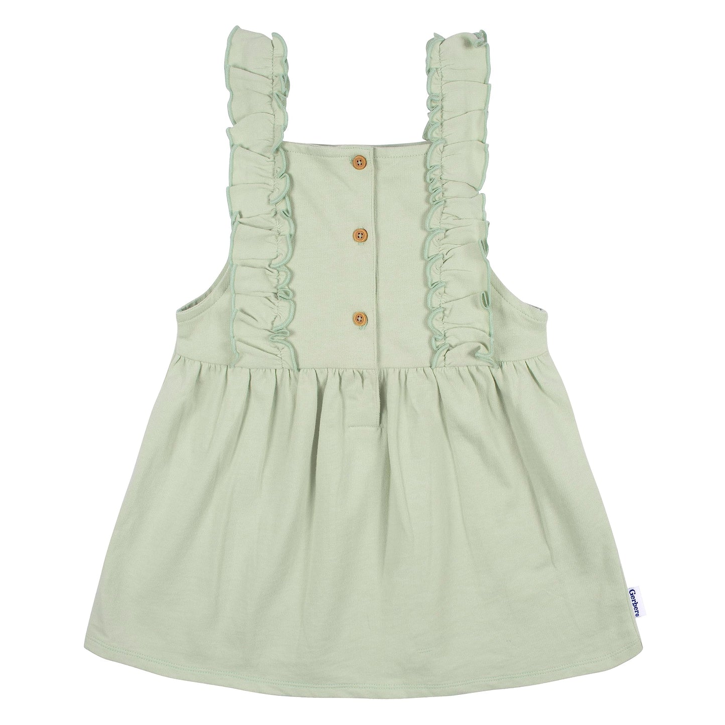 Gerber Baby Girls Toddler 2 Piece Overall Dress Set, Green Floral, 18 Months