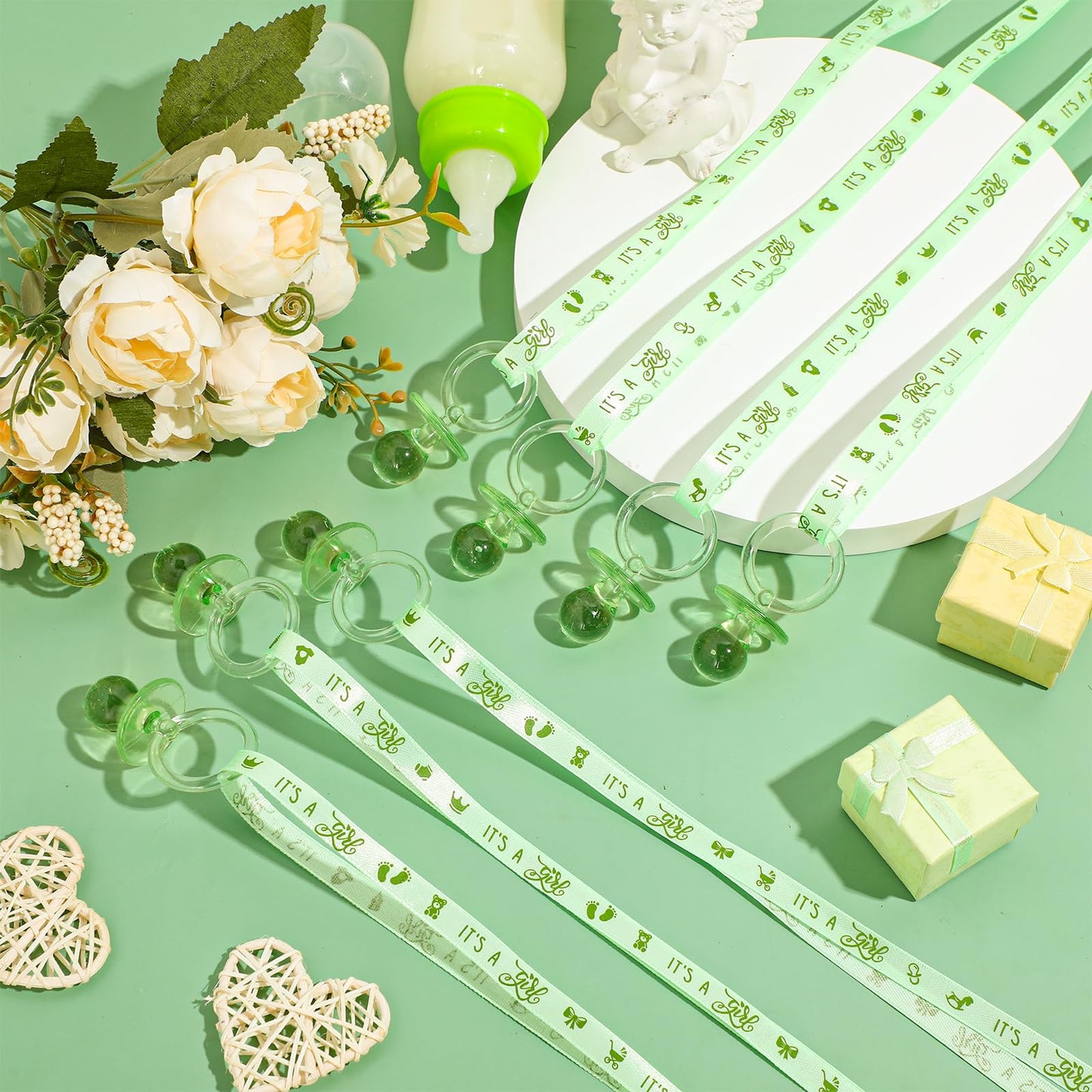 Geiserailie 36 Pcs Baby Shower Pacifiers Necklace Acrylic Pacifiers Necklace Charm Party Favors For Girls Boys Baby Shower Party