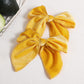 Yellow Velvet Ribbon Linen Hair Bows 5' Soft Velvet Fable Bow Alligator Clip Barrettes Toddler Teen Ponytail Knot Bows Hair Acc