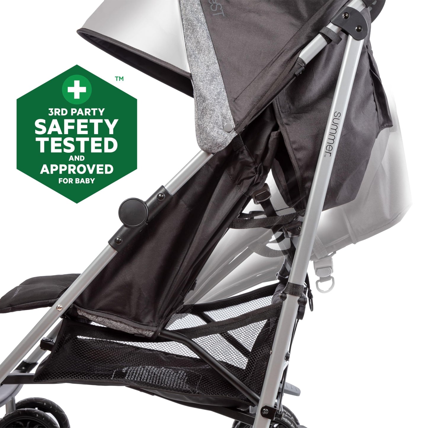 Summer Infant 3Dlite ST Convenience Stroller, Black & Gray - Lightweight Stroller with Steel Frame, Large Seat Area, Multi-Posit