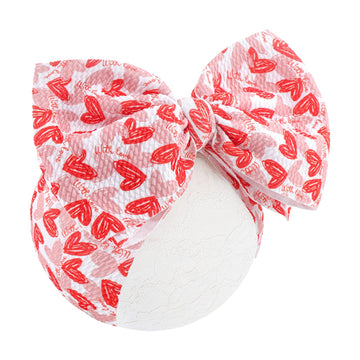 Yanjie Baby Girl Headbands Newborn Bows Red Heart Bow Pink Headband Big Baby Bows Wide Hairbands Gift Handmade Hair Accessories