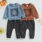 Liomengzi Infant Baby Boy Halloween Pants Outfits Long Sleeve Shirts Pumpkin Sweatshirt Pants Infant Fall Winter Clothes Set (Bl