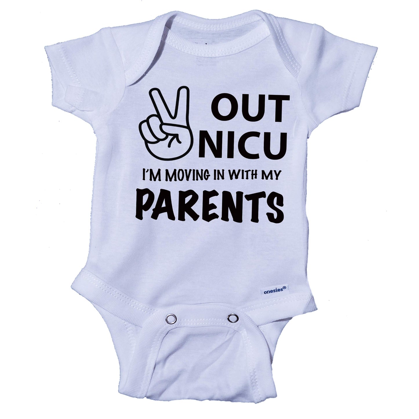 Ink Trendz Peace Out Nicu I'M Going Home With My Parents- Miracle Babies- Nicu Baby Onesie One-Piece Bodysuit (Preemie, Black)