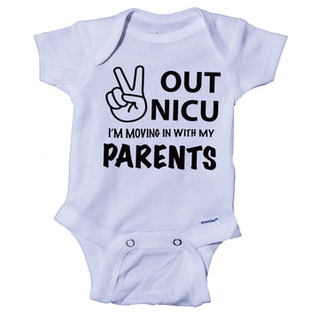Ink Trendz Peace Out Nicu I'M Going Home With My Parents- Miracle Babies- Nicu Baby Onesie One-Piece Bodysuit (Preemie, Black)