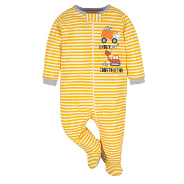 Gerber Baby Boy'S 4 Pack Sleep 'N Play Footie, Transportation Zone, 0-3 Months