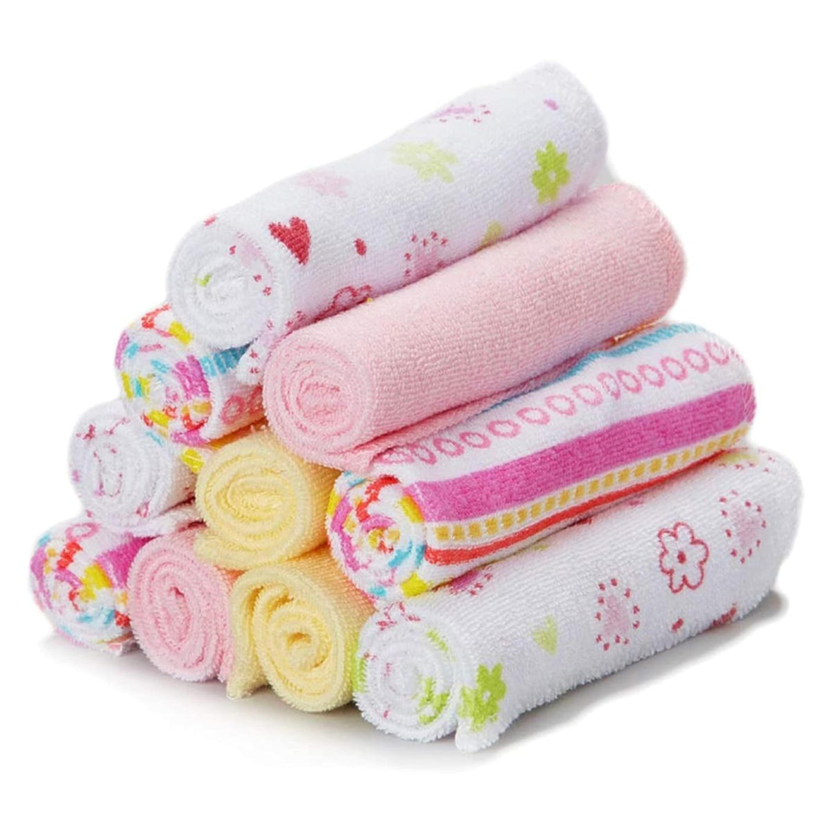Spasilk Washcloths, Pink Stripes, 10 Count