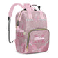 Perarts Large Capacity Custom Diaper Bag for Baby Girls with Name, Pink Butterfly Multifunctional Mom Personalized Diaper Bag Ba