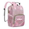 Perarts Large Capacity Custom Diaper Bag for Baby Girls with Name, Pink Butterfly Multifunctional Mom Personalized Diaper Bag Ba