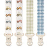 Stadela Baby Fabric Pacifier Clip Holder, Plastic Clip, 4-Pack, Farm Pattern, Tractors Set