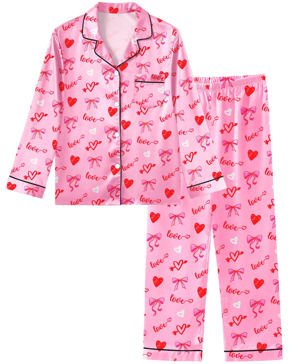 Sylfairy Girls Pajamas Silk PJS Set Satin Sleepwear Long Sleeve Jammies for Kids ButtonDown Nightwear Loungewear 316 Years, Pi