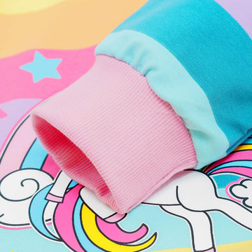 Akyzic Toddler Girls Sweatshirt Unicorn Pullover Winter Crewneck Long Sleeve Shirts Cute Striped Tops Kids Rainbow Unicorn Sweat