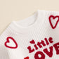 Toddler Baby Girl Valentines Day Outfit Little Love Heart Knit Sweater Long Sleeve Crewneck Pullover Fall Cute Top (White Little