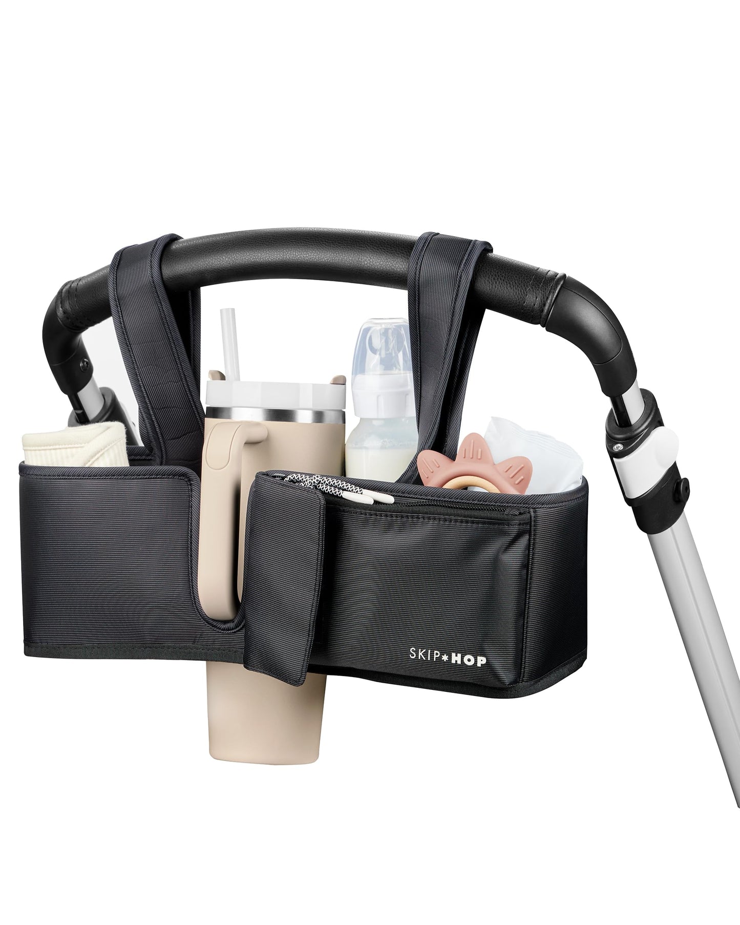 Skip Hop Ultimate Stroller Organizer Universal Fit with Adjustable Straps, Magnetic Flaps and Convertible Design That fits 40 oz