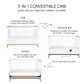 Babyletto Scoot 3-in-1 Convertible Crib with Toddler Bed Conversion Kit in White and Washed Natural, Greenguard Gold Certified