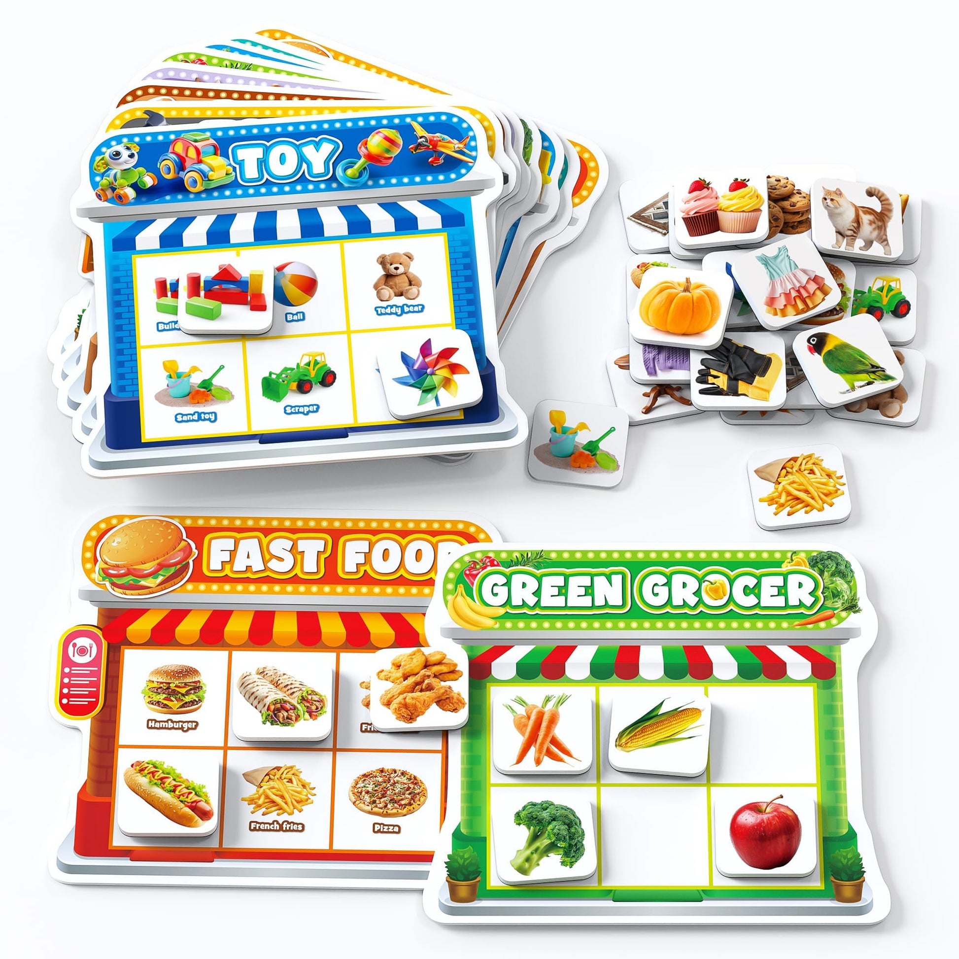 Coogam Magnetic Sorting Toys, Montessori Fridge Magnets Matching Game, Food Pets Grocery Furniture Category Recognition, Educati