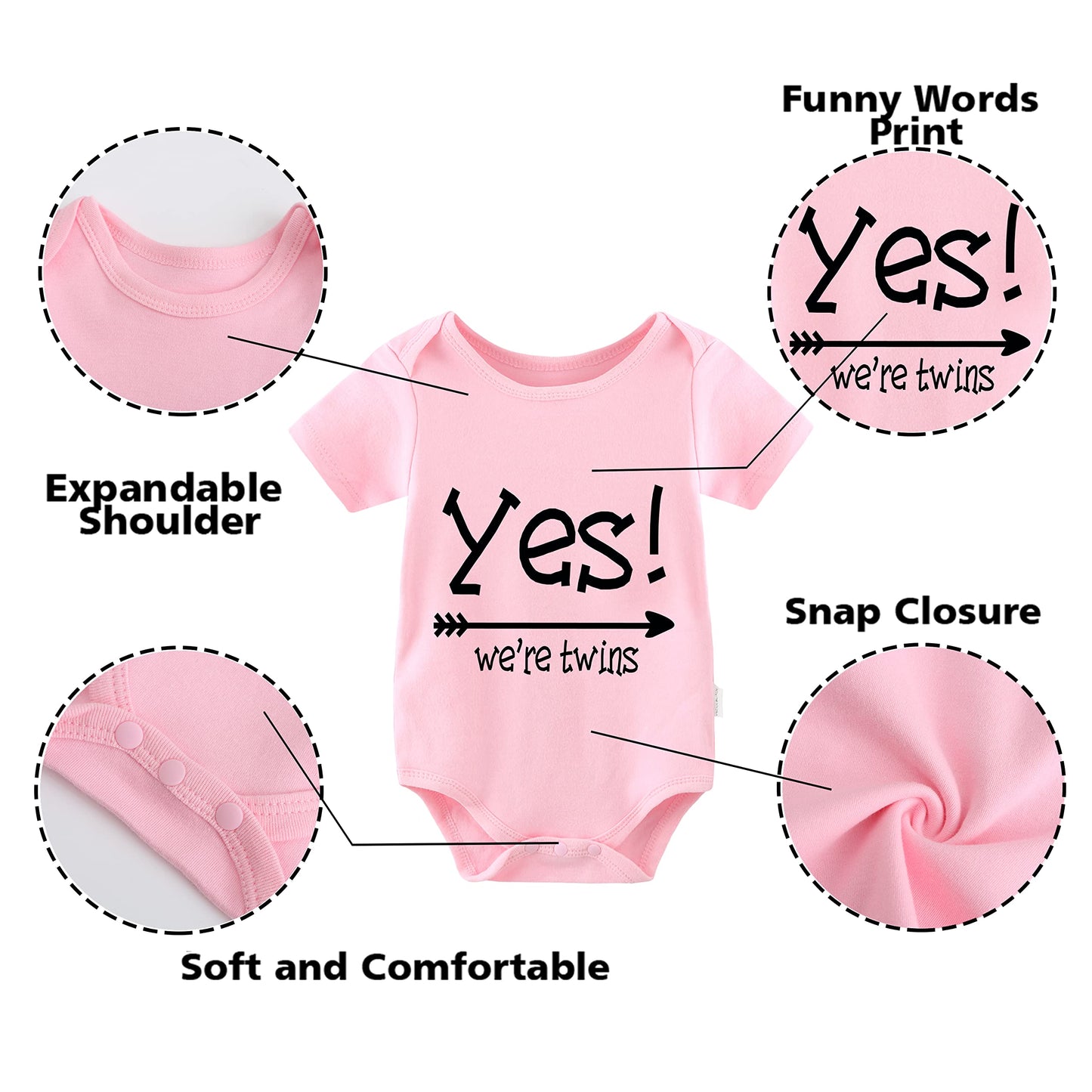 Ysculbutol Baby Twins Bodysuits Yes We Are Twins No We Are Identical Twins Bodysuit Boys Twins Clothes Baby Girls Set(Pb 4-6M)